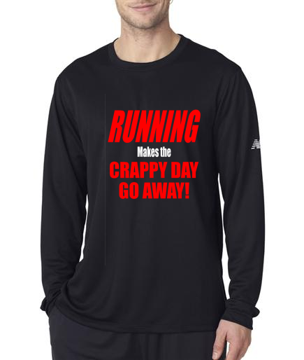 Running - Crappy Day Go Away - NB Mens Black Long Sleeve Shirt